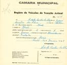 Registo de um veiculo de duas rodas tirado por um animal de espécie bovina destinado a transporte de mercadorias em nome de Adolfo Coelho da Silva, morador nas Mercês.