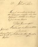 Ofício do Regedor de Sintra, António dos Reis Barreto, ao Administrador do Concelho de Sintra, referente à relação das sessões de que faz parte estas duas freguesias e a certidão da intimação de João Serrador Carroceiro.
