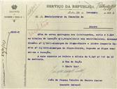 Ofício dirigido ao Administrador do Concelho de Sintra, proveniente do Tenente Coronel do Distrito de Recrutamento e Reserva nº 1, João de Passos Pereira de Castro Júnior, remetendo os títulos de isenção a Alexandre Simões, morador em Almargem do Bispo e Isidro Januário Duarte, morador no mesmo lugar.