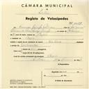 Registo de velocípede com o nº 4087, em nome de Francisco Gairifo Patrício, morador em Azoia.