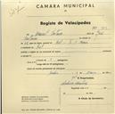 Registo de velocípede com o nº 909, em nome de Manuel Caetano, morador em Ral.