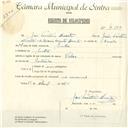 Registo de velocípede de marca Vilar, com o nº 4600, em nome de José Faustino Duarte, morador em Sintra.