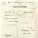 Registo de velocípede de marca Vilar com motor Cuciolo, com o nº 5185, em nome de Adolfo Nunes Leal, morador em Vale de Lobos.