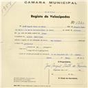 Registo de velocípede de marca The Reliance, com o nº 1260, em nome de José Miguel Pinto de Faria, morador na Quinta Cambournac.