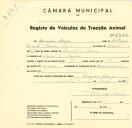 Registo de um veiculo de duas rodas tirado por dois animais de espécie muar destinado a transporte de mercadorias em nome de Conceição Maria, moradora em Aruil de Baixo.