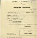 Registo de velocípede de marca B.S.A., com o nº 2318, em nome de António da Conceição Pinto, morador em Algueirão.