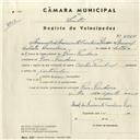 Registo de velocípede de marca Cycles Pombal, com o nº 4364, em nome de Manuel do Nascimento Cavaleiro Pires, morador em Pero Pinheiro.