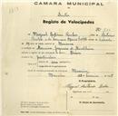 Registo de velocípede de marca Alcyon, com o nº 735, em nome de Miguel António Rocha, morador em Maceira.