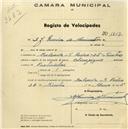 Registo de velocípede de marca Olympique, com o nº 1217, em nome de J. Z. Ferreira do Nascimento, morador em Calçada de S. Pedro nº 35, Sintra.
