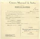 Registo de velocípede com o nº 9573, em nome de Henrique José de Oliveira, morador em Pero Pinheiro.