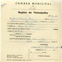 Registo de velocípede com o nº 4089, em nome de Manuel Francisco Júnior, morador em Cacém de Cima.