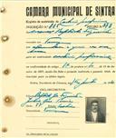 Registo de matricula de cocheiro profissional em nome de Manuel Batista Figueiredo, morador na Terrugem, com o nº de inscrição 885.
