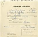 Registo de velocípede com o nº 561, em nome de António Pascoa Brancanes, morador em Algueirão.