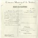 Registo de velocípede com o nº 5153, em nome de Manuel Ezequiel Batista, morador em Odrinhas.