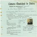 Registo de matricula de velocipedista em nome de Pedro Máximo da Cunha, morador no Cacém, com o nº de inscrição 787.