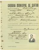 Registo de matricula de velocipedista em nome de Salustiano Luís Júnior, morador em Morelena, com o nº de inscrição 1595.