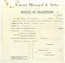 Registo de velocípede com o nº 9468, em nome de Filipe Fernandes, morador em Francos.
