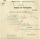 Registo de velocípede de marca Helios, com o nº 680, em nome das Companhias Reunidas de Gás e Eletricidade, com sucursal em Queluz.