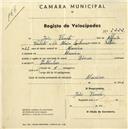Registo de velocípede de marca Dinar, com o nº 2322, em nome de João Vicente, morador em Maceira.