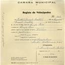 Registo de velocípede de marca Toman, com o nº 626, em nome de Justino Duarte Matias, morador em Campo Raso.