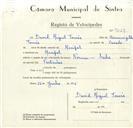 Registo de velocípede de marca Sachs, com o nº 9029, em nome de David Miguel Tomás, morador em Mucifal.