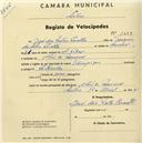 Registo de velocípede de marca Olympique,com o nº 1549, em nome de José dos Santos Peralta, morador em Chão de Meninos.