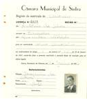 Registo de matricula de carroceiro em nome de António da Silva, morador em Ranholas, com o nº de inscrição 2019.