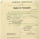 Registo de velocípede de marca Helios, com o nº 1852, em nome de Lia do Sacramento Monteiro, moradora em Cacém de Cima.