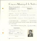 Registo de matricula de velocipedista em nome de Olegário José Prudêncio, morador na Várzea de Sintra, com o nº de inscrição 6564.