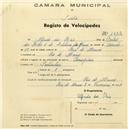 Registo de velocípede de marca Champion, com o nº 1422, em nome de Alfredo dos Reis, morador em Rio de Mouro.