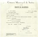 Registo de velocípede de marca Famel com motor Vitória, com o nº 8540, em nome de José António, morador em Colares.