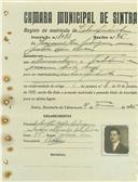 Registo de matricula de velocipedista em nome de José Luís Brás, morador em Pero Pinheiro, com o nº de inscrição 1092.