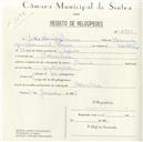 Registo de velocípede de marca Pombal, com o nº 4991, em nome de João Domingos Neves, morador em Bolembre.