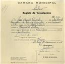 Registo de velocípede de marca Toman, com o nº 962, em nome de José Araújo Duarte, morador em Várzea de Sintra