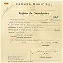 Registo de velocípede de marca Pombal, com o nº 4882, em nome de António Gabriel, morador em Baratã.