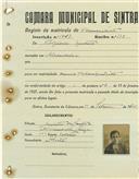 Registo de matricula de velocipedista em nome de Profirio Antão, morador na Abrunheira, com o nº de inscrição 1043.
