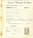 Registo de matricula de carroceiro em nome de Manuel dos Santos Maurício, morador na Quinta de São José, com o nº de inscrição 1872.