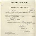 Registo de velocípede de marca Flecha, com o nº 4794, em nome de Nuno Bon de Sousa, morador em Praia Grande.