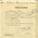 Registo de velocípede de marca Alpino, com o nº 5973, em nome de Tito Henrique Cordeiro, morador em Avª Gomes de Amorim nº 6, Sintra.