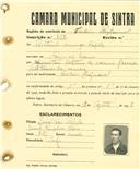 Registo de matricula de cocheiro profissional em nome de António Domingos Capela, morador em Rio de Mouro, com o nº de inscrição 727.
