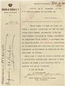 Ofício dirigido ao Administrador do Concelho de Sintra, proveniente do Comandante de Batalhão de Ciclistas nº 2, José Eduardo Moreira Sales, solicitando a intimação do soldado Rui Ferreira Pinto Carmo, morador em Algueirão a entregar com urgência o certificado de matricula das cadeiras que está a frequentar na faculdade de Ciências da Universidade de Lisboa.