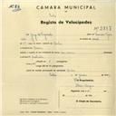 Registo de velocípede com o nº 2787, em nome de Jorge de Figueiredo, morador em Queluz.