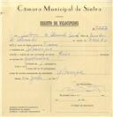Registo de velocípede de marca Raio, com o nº 7222, em nome de António de Almeida, morador em Albarraque.