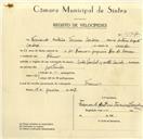 Registo de velocípede de marca Cicles Pombal, com o nº 9577, em nome de Fernando António Teixeira Cardoso, morador em Francos.