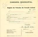 Registo de um veiculo de duas rodas tirado por dois animais de espécie muar e asinina destinado a transporte de mercadorias em nome de Ruy Hipólito Filipe , morador no Mucifal.