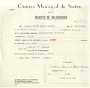 Registo de velocípede de marca Sachs, com o nº 8400, em nome de António Manuel Matias Correia, morador em A-da-Beja.