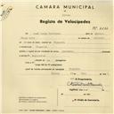 Registo de velocípede de marca Caravela, com o nº 2534, em nome de José Jorge Rodrigues, morador em Ulgueira.