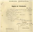 Registo de velocípede de marca Nacional, com o nº 495, em nome de Manuel Joaquim Bento, morador em Godigana.