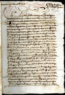 Carta precatória passada a Guilherme Bolarte para tomada de posse de umas vinhas em Oeiras deixadas por seu tio Jerónimo Goassins.
