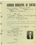 Registo de matricula de velocipedista em nome de Joaquim Madeira, morador no Banzão, com o nº de inscrição 1770.
